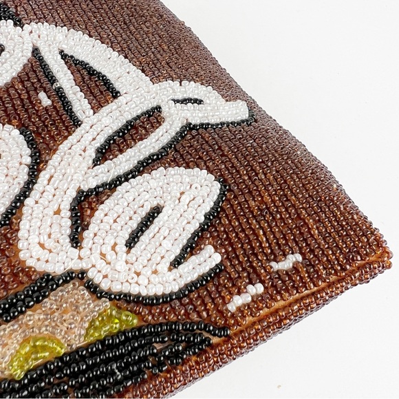 VTG 1990’s Coca Cola Soda Beaded Handbag Purse Beaded Handles Zip Closure - Picture 9 of 13